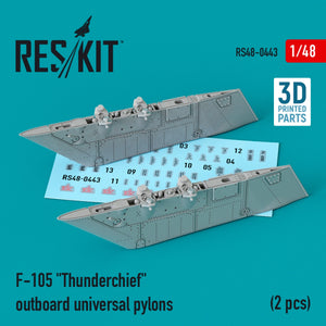 RESKIT RS48-0443 F-105 &amp;quot;THUNDERCHIEF&amp;quot; OUTBOARD UNIVERSAL PYLONS (2 PCS) (3D PRINTED) 1/48