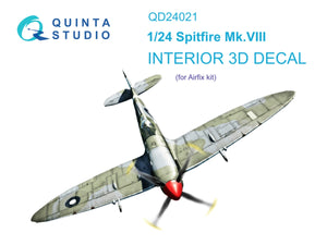 Quinta Studio QD24021 Spitfire Mk.VIII 3D-Printed &amp;amp; coloured Interior on decal paper (Airfix) 1/24