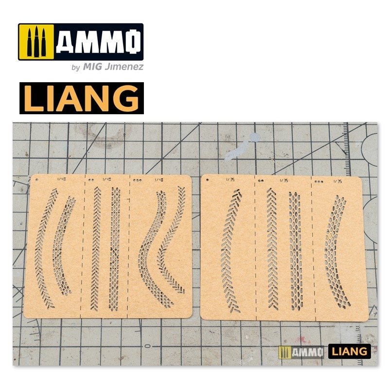 Liang 0010 Tire Tracks Effects Airbrush Stencils A – immagine 3