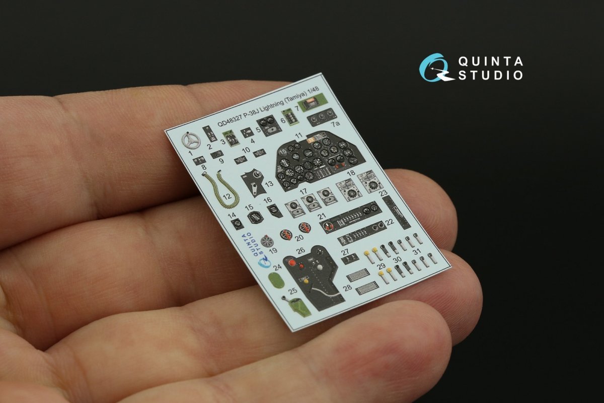 Quinta Studio QD48327 P-38J 3D-Printed &amp;amp; coloured Interior on decal paper (Tamiya) 1/48 – zdjęcie 4