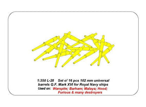 Aber 350L-28 Set of 16 pcs 102 mm QF Mk.XVI barrels for Royal Navy ships (1/350) – image 6