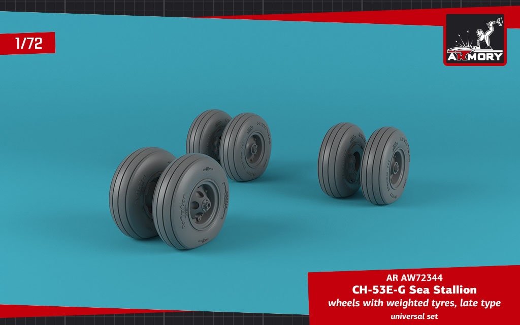 Armory Models AW72344 CH-53 Sea Stallion wheels w/ weighted tires, late 1/72 – zdjęcie 3