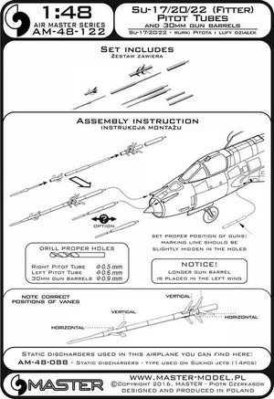 Master AM-48-122 Su-17, Su-20, Su-22 (Fitter) - Pitot Tubes and 30mm gun barrels 1/48 – zdjęcie 4