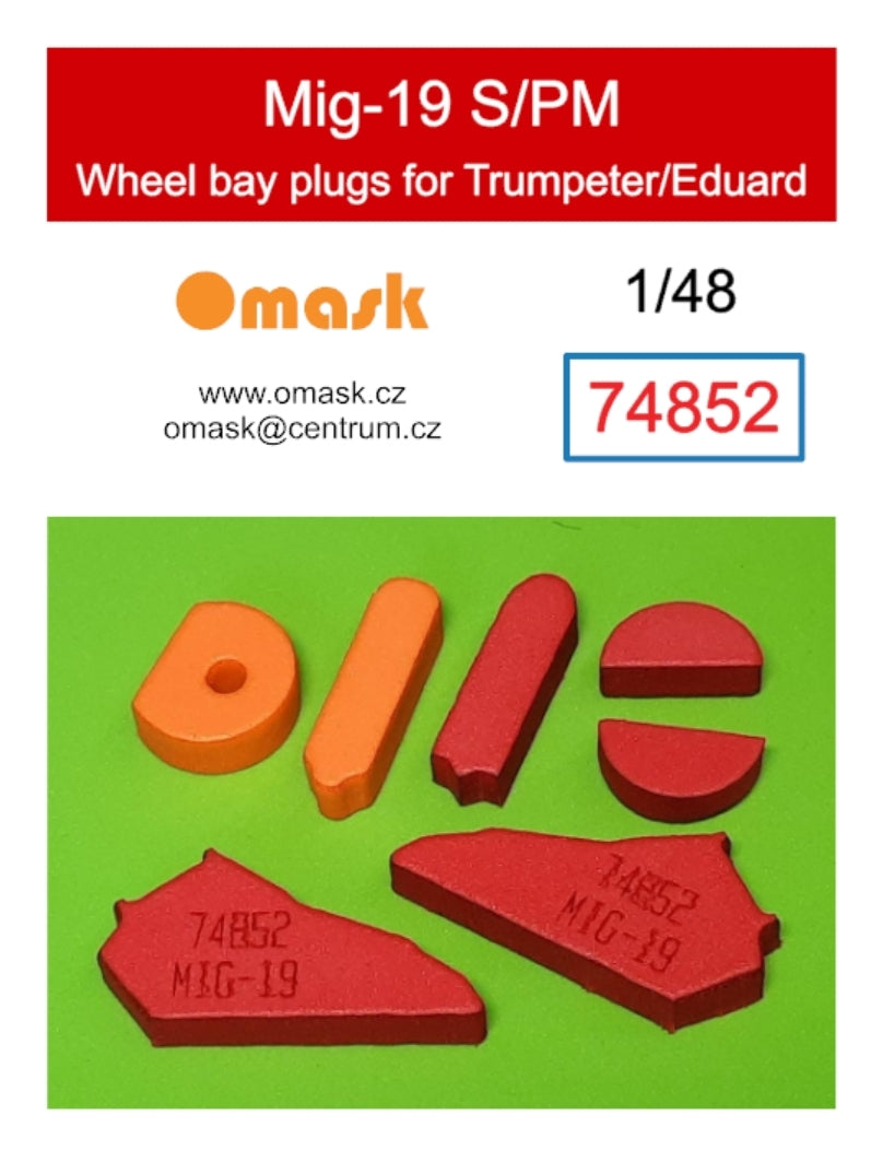 Omask 74852 Mig-19 S/PM wheel bay plugs (for Trumpeter 02803, 02804, 02813 /Eduard 11141) 1/48