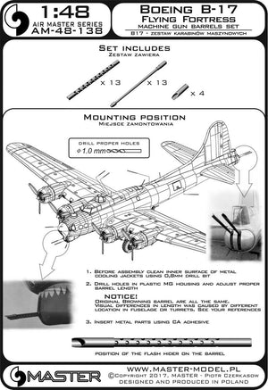 Master AM-48-138 Boeing B-17 Flying Fortress Machine gun barrels set 1/48 – zdjęcie 4