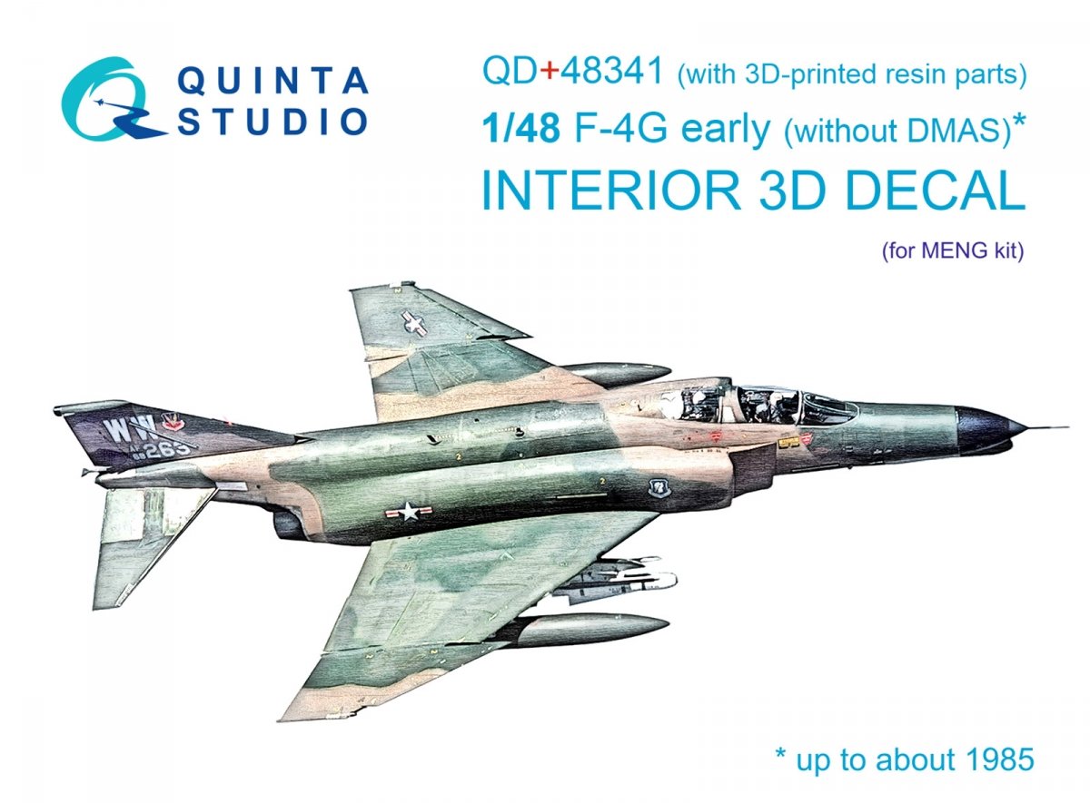 Quinta Studio QD+48341 F-4G early 3D-Printed &amp;amp; coloured Interior on decal paper (Meng) (with 3D-printed resin parts) 1/48