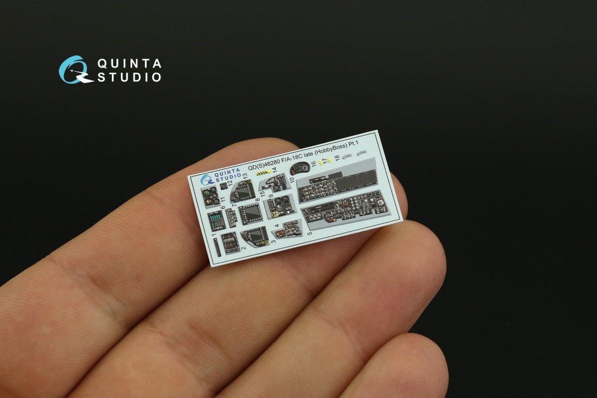 Quinta Studio QDS-48280 F/A-18C late 3D-Printed &amp;amp; coloured Interior on decal paper (HobbyBoss)(Small version) 1/48 – immagine 9