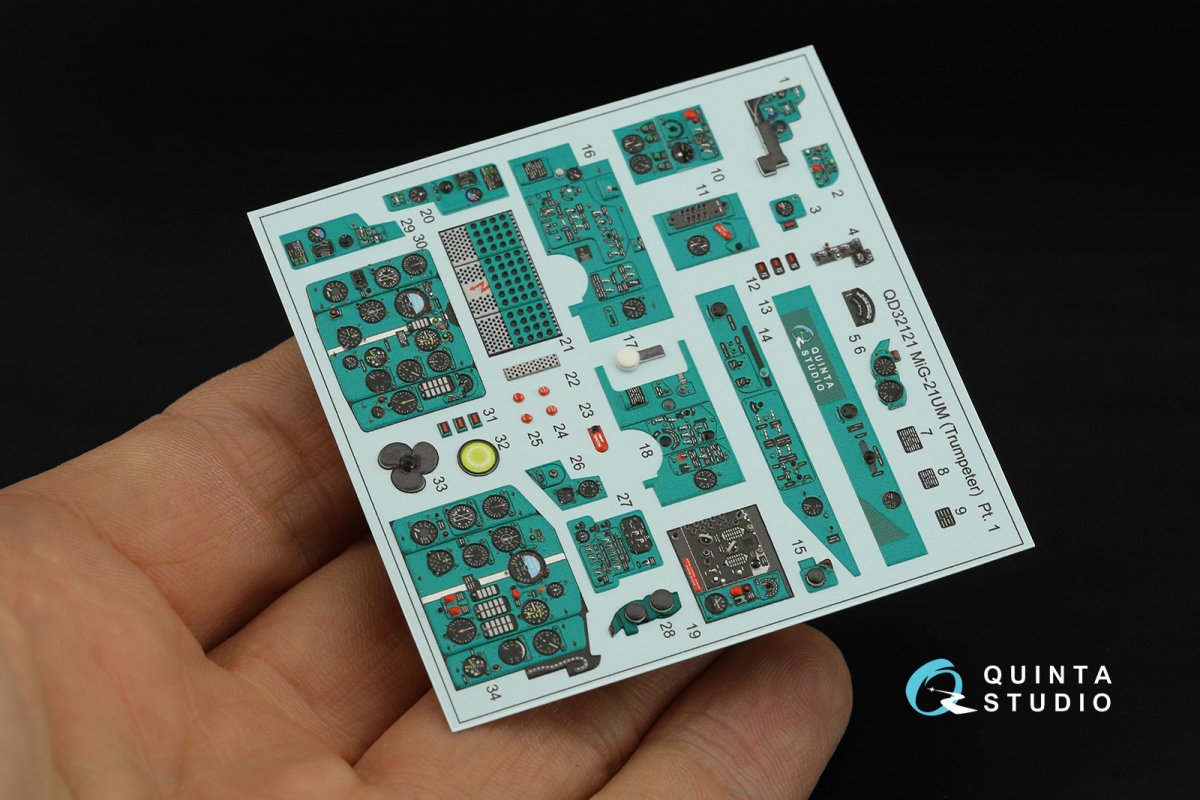 Quinta Studio QD32121 MiG-21UM 3D-Printed &amp;amp; colored Interior on decal paper (Trumpeter) 1/32 – image 9