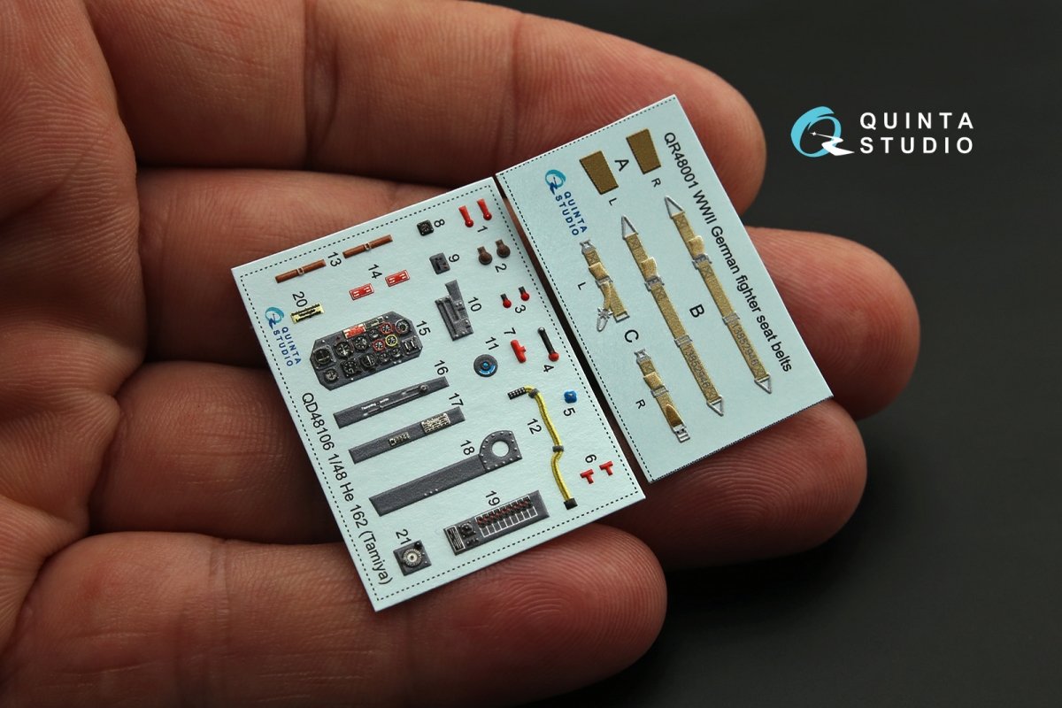 Quinta Studio QD48106 He-162 3D-Printed &amp;amp; coloured Interior on decal paper (for Tamiya kit) 1/48 – zdjęcie 3