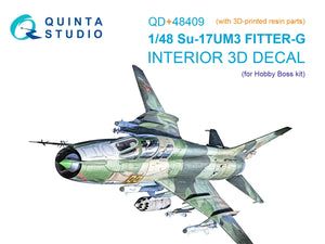 Quinta Studio QD+48409 Su-17UM3 3D-Printed &amp;amp; coloured Interior on decal paper (Hobby Boss) (with 3D-printed resin parts) 1/48