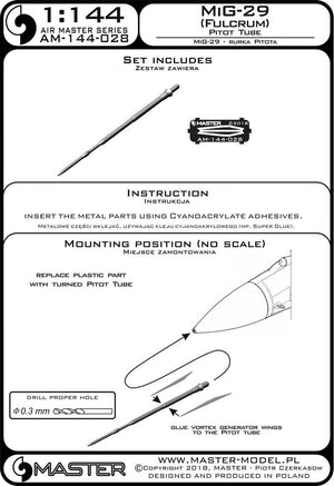 Master AM-144-028 MiG-29 (Fulcrum) - Pitot Tube 1/144 – image 3