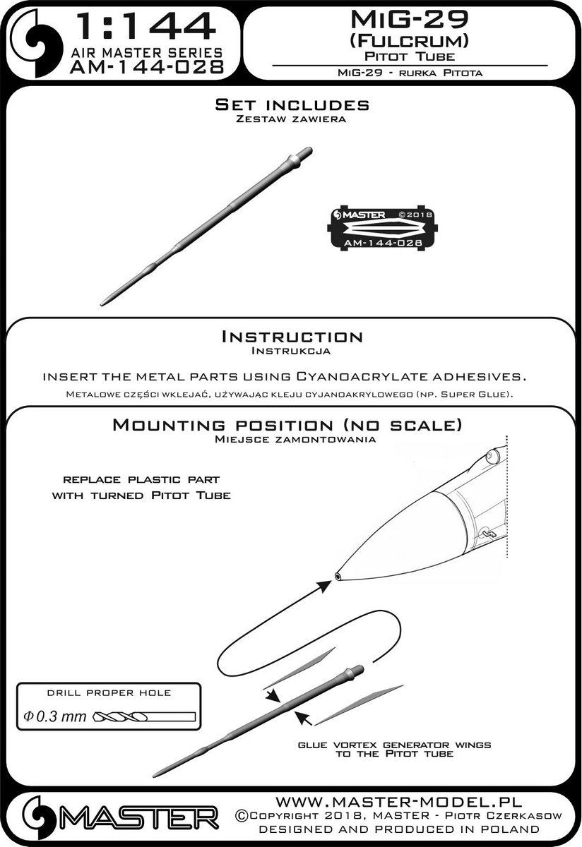 Master AM-144-028 MiG-29 (Fulcrum) - Pitot Tube 1/144 – image 3
