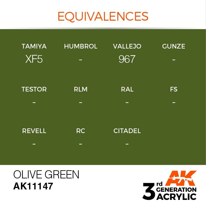 AK Interactive AK11147 OLIVE GREEN – STANDARD 17ml – zdjęcie 3