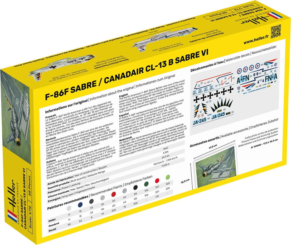 Heller 56277 F-86F SABRE / CANADAIR CL-13 B SABRE VI - Starter Kit 1/72 – zdjęcie 2