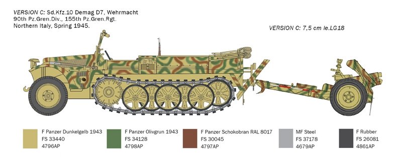 Italeri 6595 Sd. Kfz. 10 Demag D7 with 7,5 cm leIG 18 and crew 1/35 – immagine 4