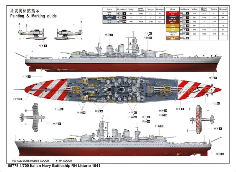 Trumpeter 05778 Italian Navy Battleship RN Littorio 1941 1/700 – zdjęcie 6