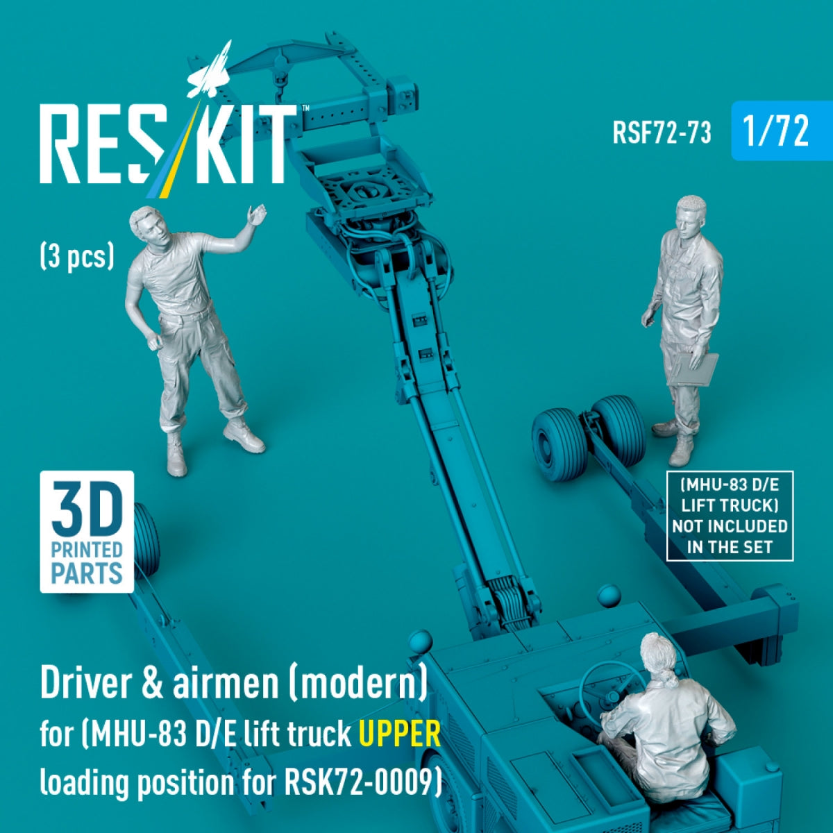 RESKIT RSF72-0073 Driver &amp;amp; airmen (modern) (3 pcs) (MHU-83 D/E lift truck UPPER loading position for RSK72-0009) (3D Printed) 1/72 – zdjęcie 2