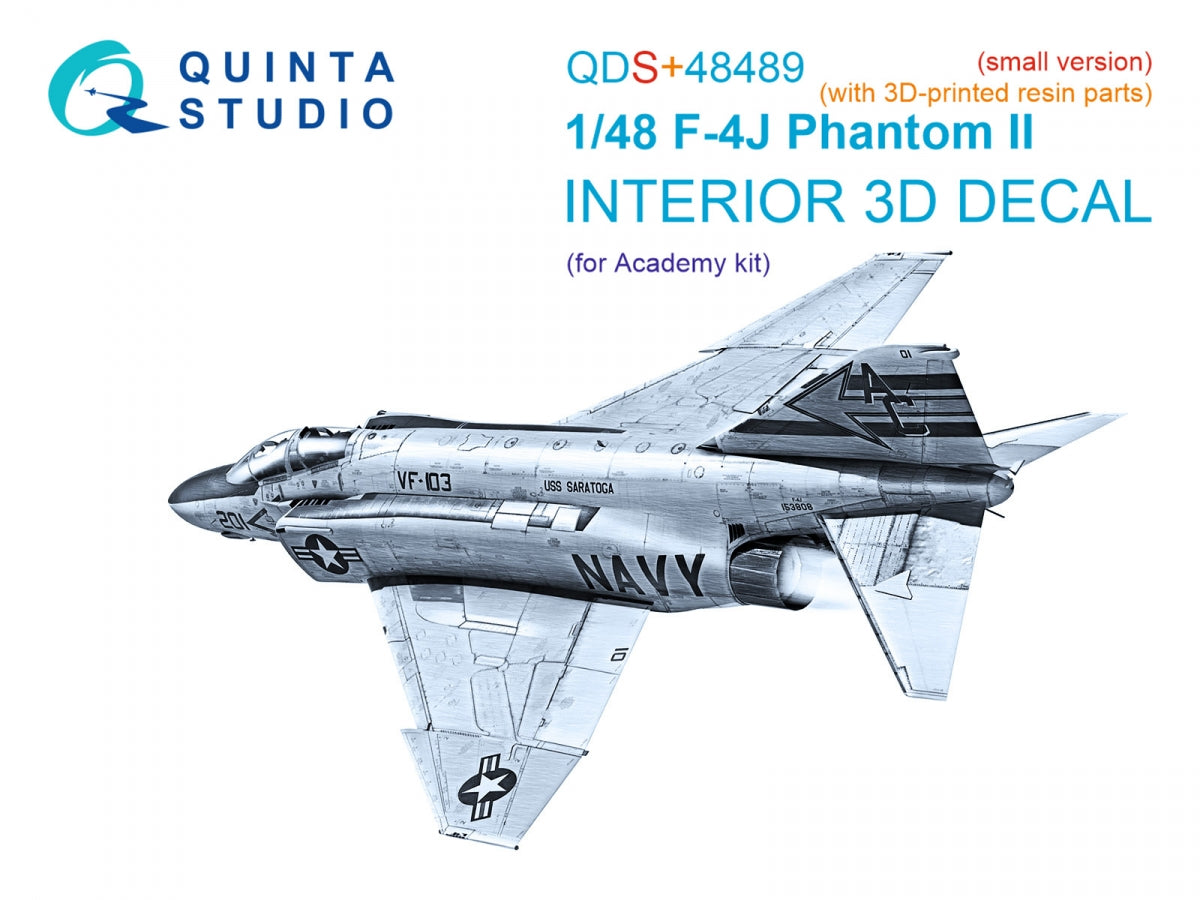 Quinta Studio QDS+48489 F-4J Phantom II 3D-Printed & coloured Interior on decal paper (Academy) (Small version) (with 3D-printed resin parts) 1/48