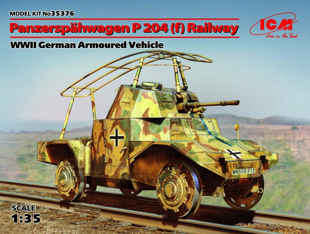 ICM 35376 Panzerspahwagen P 204 (f) Railway, WWII German Armored Vehicle (1/35)