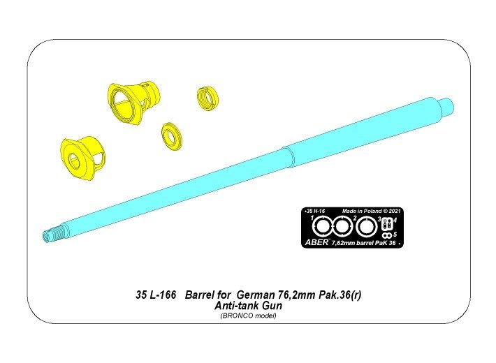 Aber 35L-166 Barrel for German 76.2mm Pak 36(r) Anti-tank Gun Fit to BRONCO model 35056 1/35 – image 2
