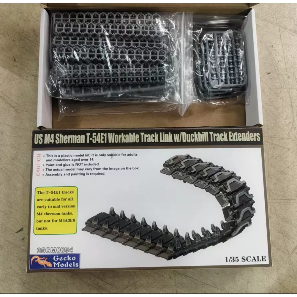 Gecko Models 35GM0094 US M4 Sherman T-54E1 Workable Track Link w/ Duckbill Track Extenders 1/35 – zdjęcie 3