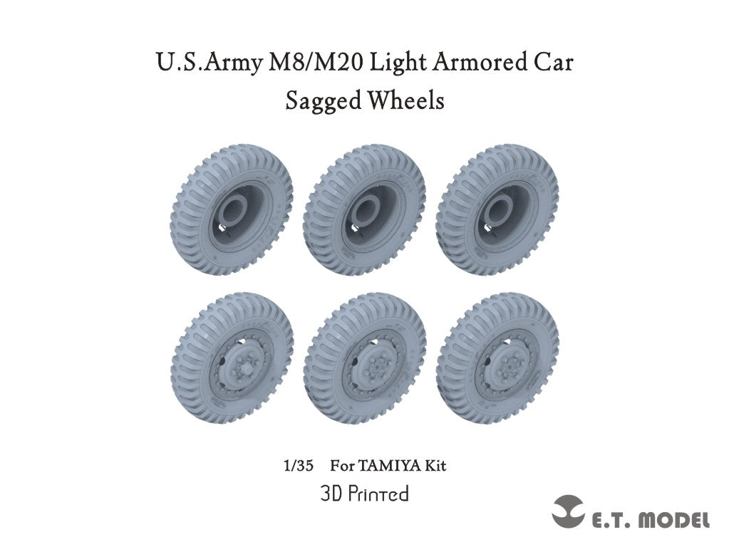 ET Model P35-150 USArmy M8/M20 Light Armored Car Sagged Wheels For TAMIYA Kit 1/35