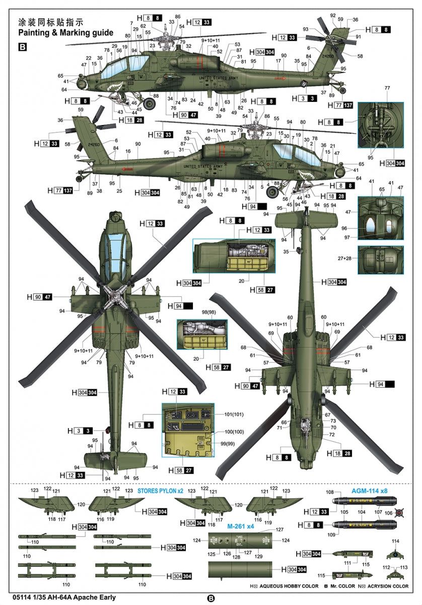 Trumpeter 05114 AH-64A Apache Early 1/35 – zdjęcie 4