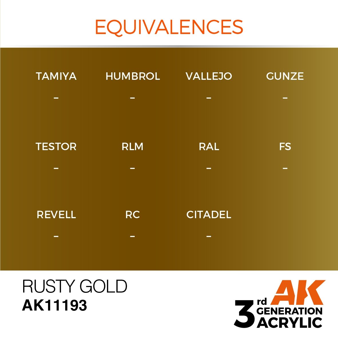 AK Interactive AK11193 RUSTY GOLD – METALLIC 17ml – zdjęcie 3