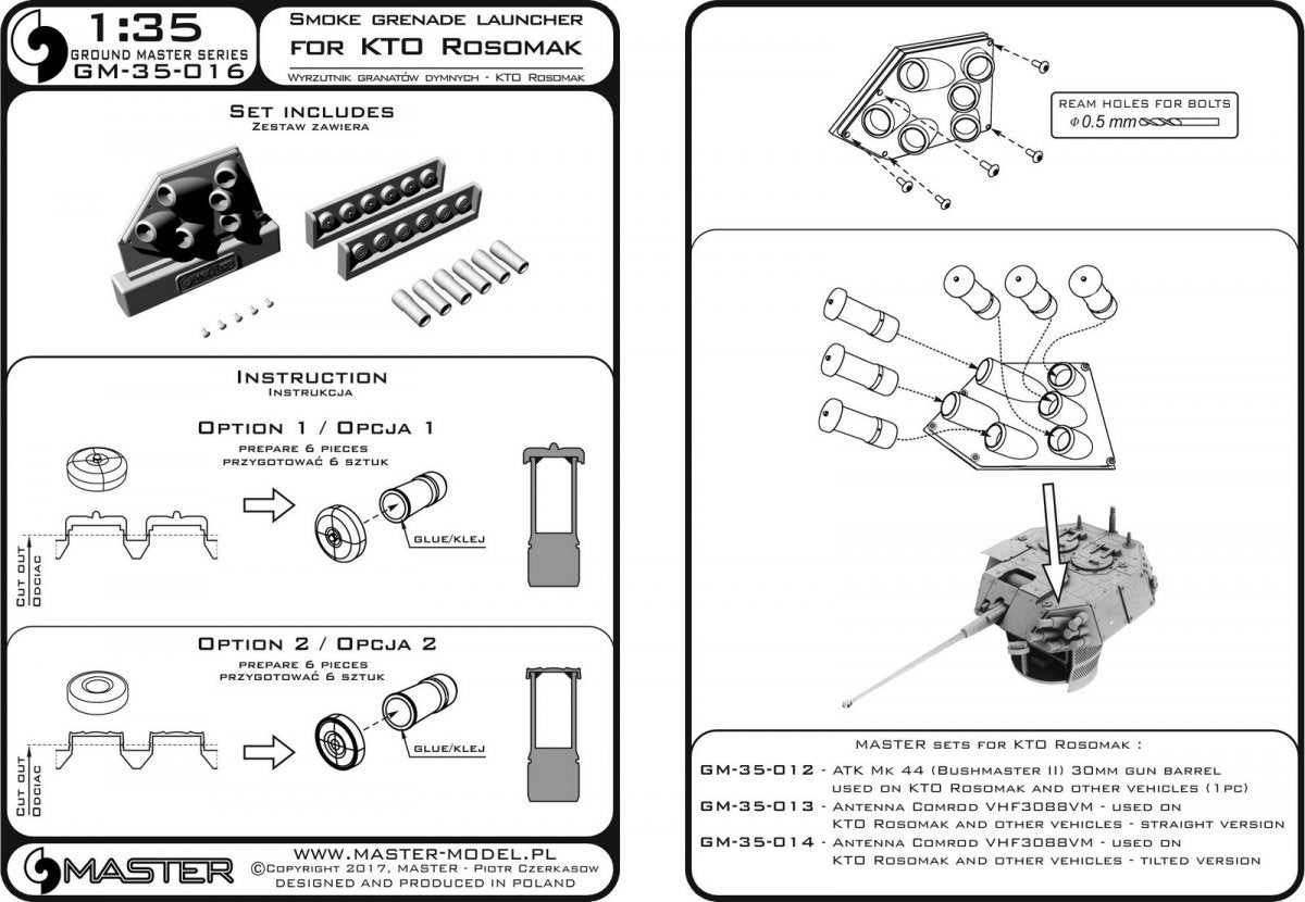 Master GM-35-015 KTO Rosomak - wyrzutnia granatów dymnych (6 szt.) 1/35 – zdjęcie 5