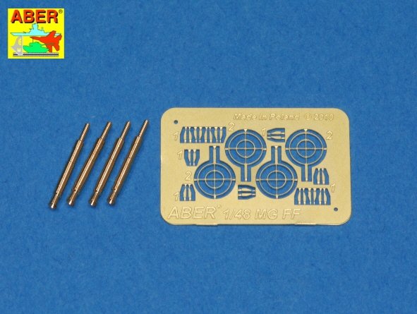 Aber A48 008 Ensemble de 4 canons pour mitrailleuses d'avion allemandes Oerlikon 20 mm MG FF avec viseurs (1/48) 