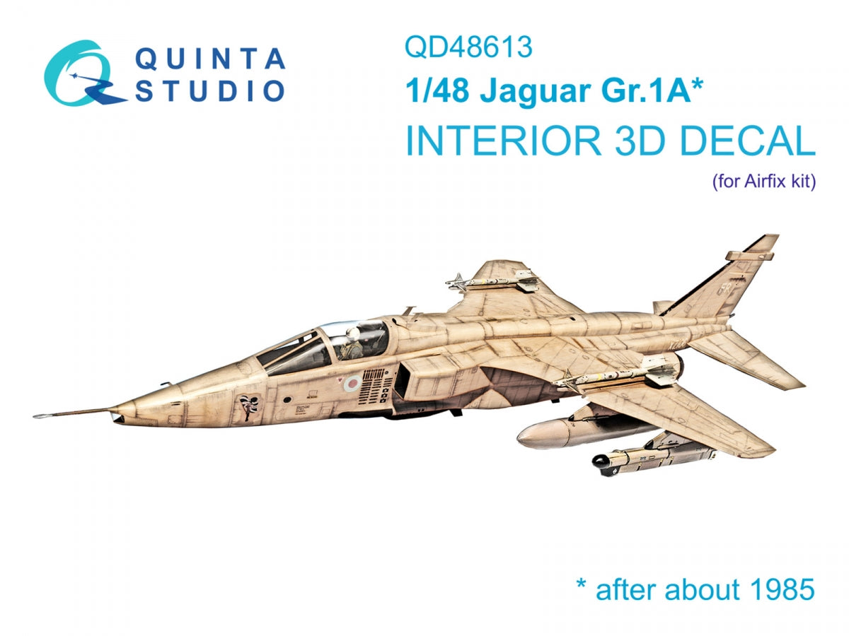 Quinta Studio QD48613 Jaguar Gr.1A 3D-Printed &amp; colored Interior on decal paper (Airfix) 1/48