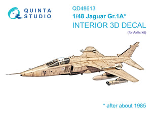 Quinta Studio QD48613 Jaguar Gr.1A 3D-Printed &amp;amp; coloured Interior on decal paper (Airfix) 1/48