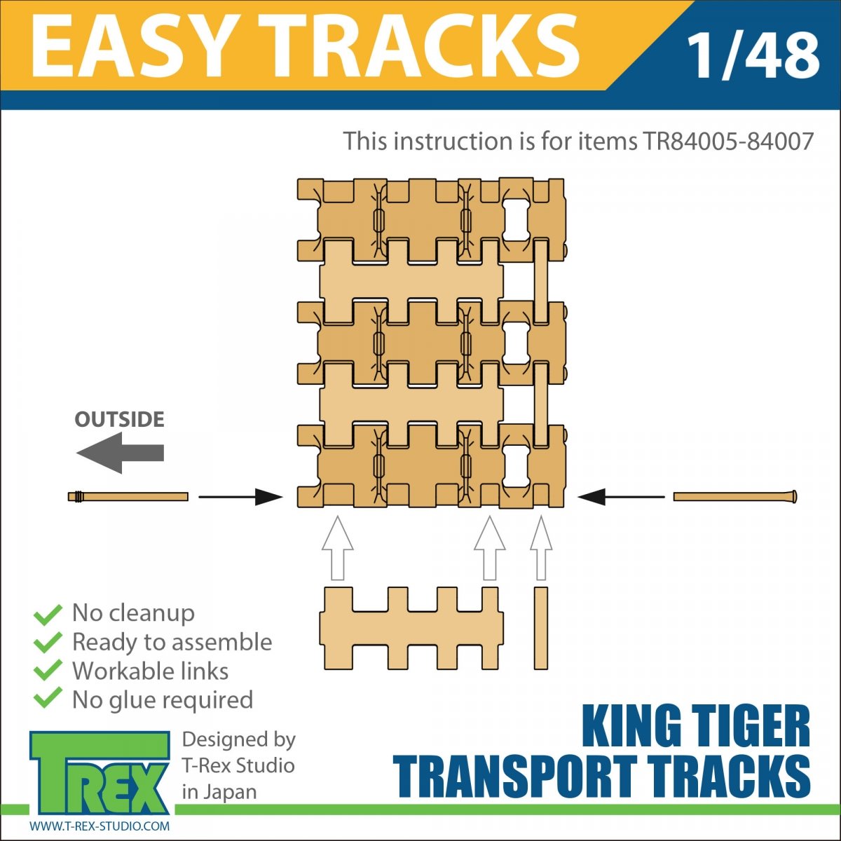 T-Rex Studio TR84005 King Tiger Transport Tracks Pattern 1 1/48 – zdjęcie 5