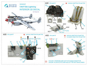Quinta Studio QD48327 P-38J 3D-Printed &amp;amp; coloured Interior on decal paper (Tamiya) 1/48 – zdjęcie 2