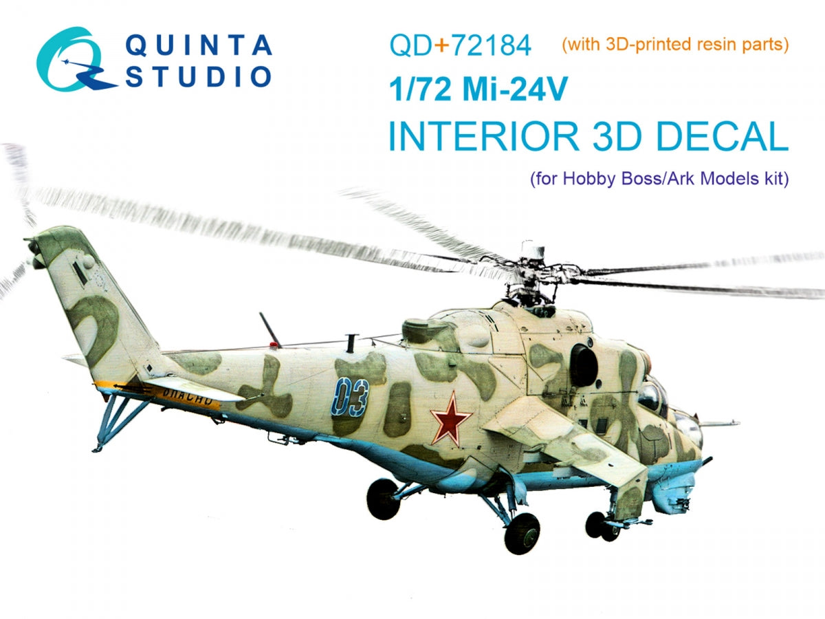 Quinta Studio QD+72184 Mi-24V 3D-Printed &amp;amp; coloured Interior on decal paper (Hobby Boss/ARK Models) (with 3D-printed resin parts) 1/72