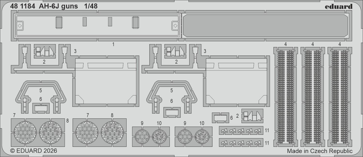 Eduard 481184 Hughes AH-6 J PE Guns Set for ICM
