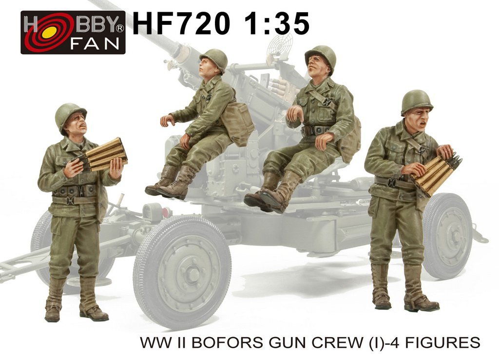 Hobby Fan HF720 Équipe de canon Bofors de la Seconde Guerre mondiale (I) - 4 figurines