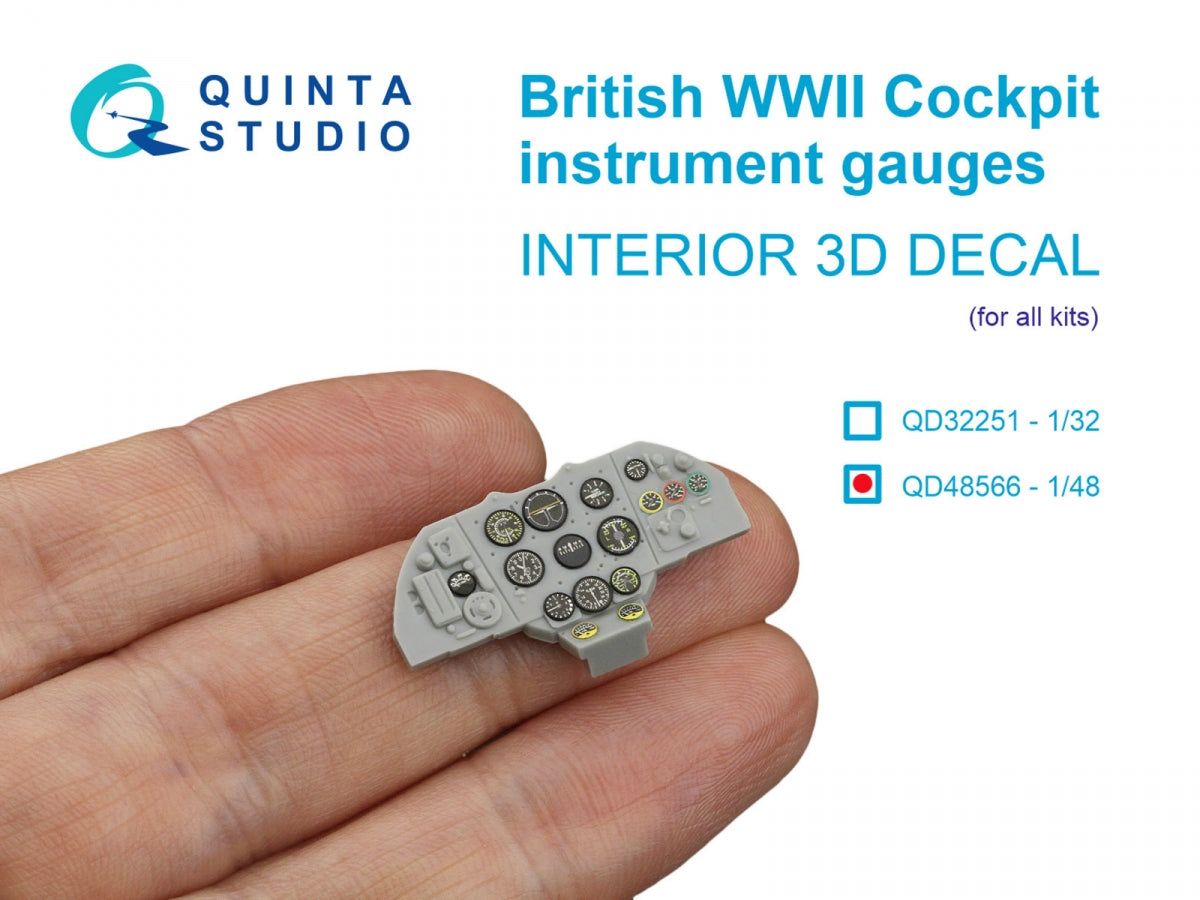 Quinta Studio QD48566 British WWII Cockpit instrument gauges 3D-Printed &amp; colored Interior on decal paper (All Kits) 1/48