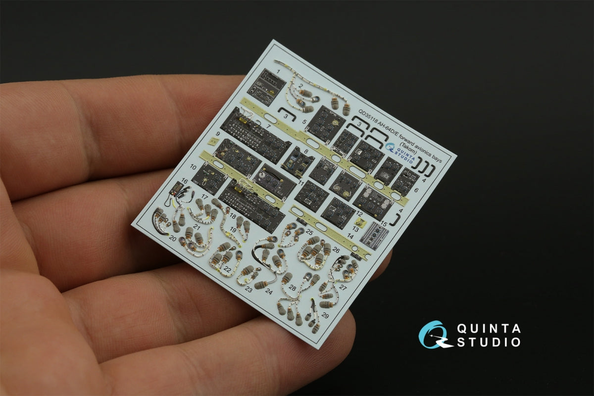 Quinta Studio QD35118 AH-64D Extended forward avionics bays 3D-Printed &amp;amp; colored Interior on decal paper (Takom) 1/35 – image 5