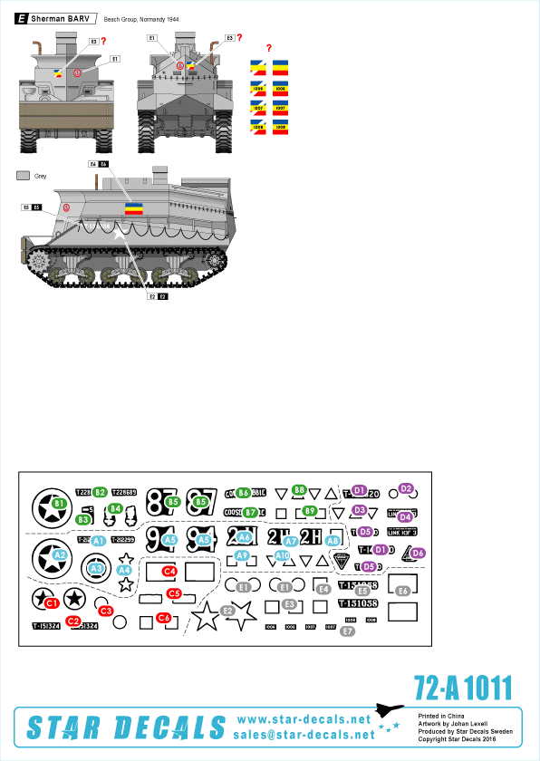 Star Decals 72-A1011 British Special Shermans BARV, Crab, Crocodile 1/72 – zdjęcie 2