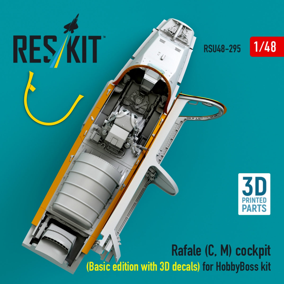 RESKIT RSU48-0295 Rafale (C, M) cockpit (Basic edition with 3D decals) for HobbyBoss kit (3D printed) 1/48 – image 2