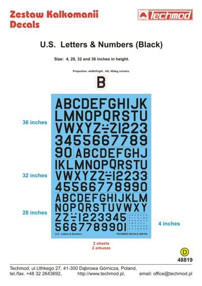 Techmod 48819 U.S. Letters & Numbers black 1/48