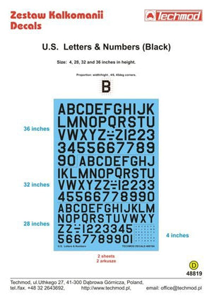 Techmod 48819 U.S. Letters &amp;amp; Numbers black 1/48