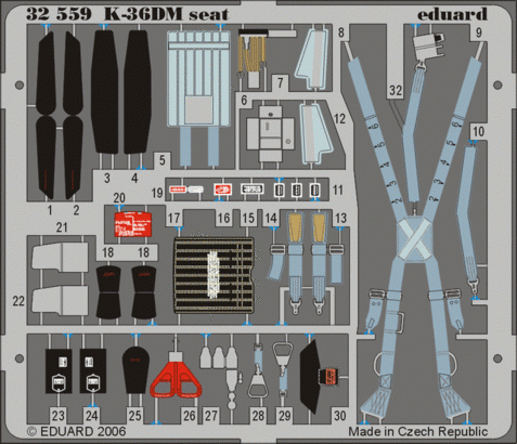 Eduard 32559 MiG-29 Fulcrum Siège K-36DM 1/32 TRUMPETER