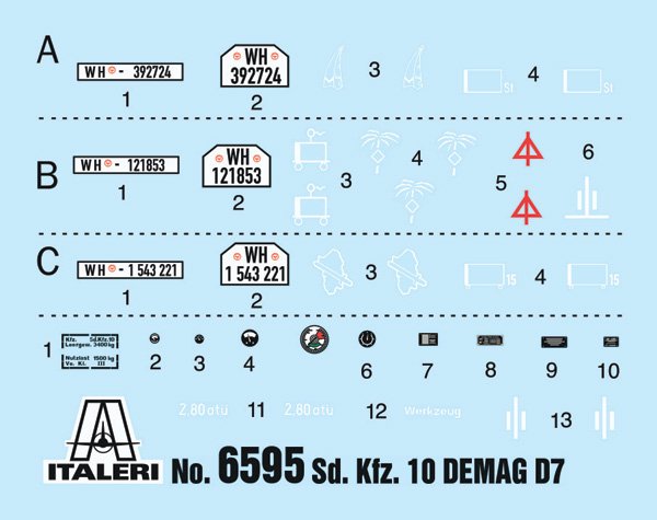 Italeri 6595 Sd. Kfz. 10 Demag D7 with 7,5 cm leIG 18 and crew 1/35 – immagine 6