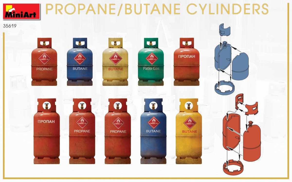 MiniArt 35619 PROPANE/BUTANE CYLINDERS 1/35 – zdjęcie 4
