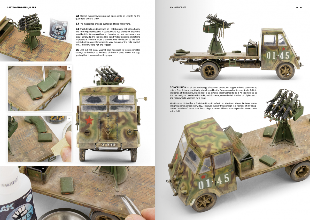 AK Interactive AK130011 ICM – HOW TO PAINT &amp;amp; WEATHER WW2 TRUCKS WARHORSES - English – zdjęcie 4