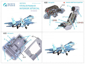 Quinta Studio QD72033 Su-33 3D-Printed &amp;amp; coloured Interior on decal paper (Zvezda) 1/72 – zdjęcie 5