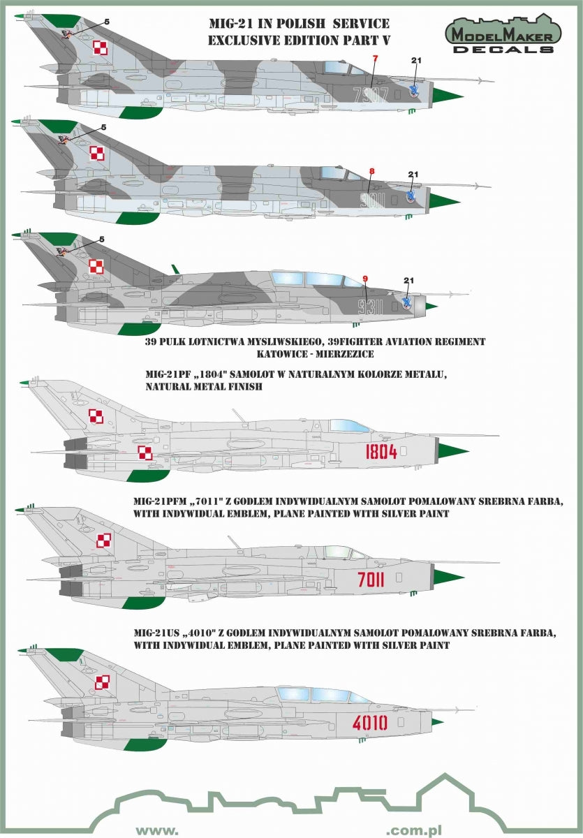 ModelMaker Decals D48154 MiG-21 in Polish service exclusive edition part V 1/48 – zdjęcie 3