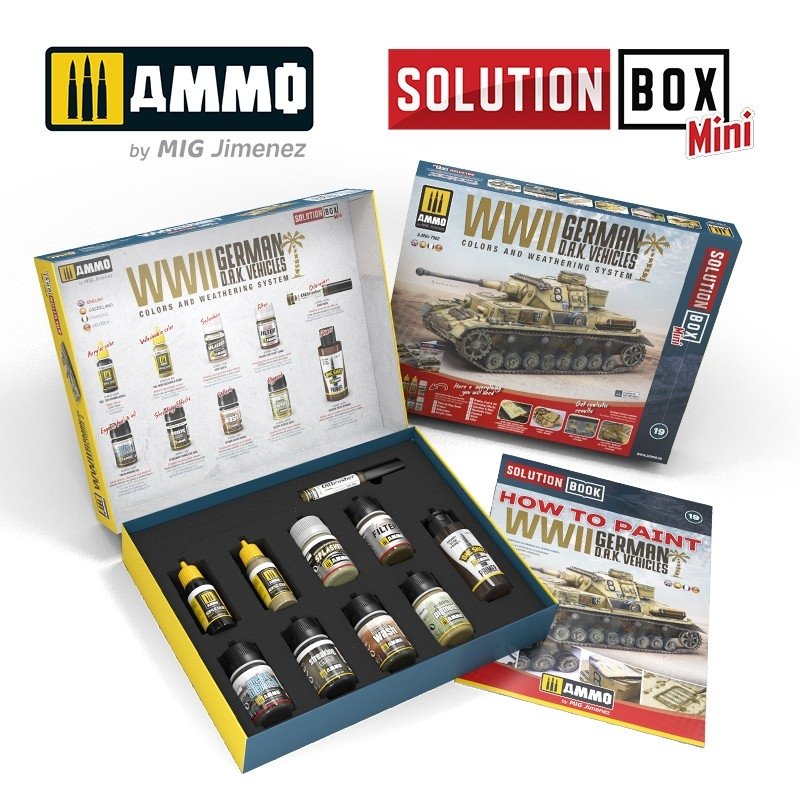 AMMO of Mig Jimenez 7902 SOLUTION BOX MINI –WWII German D.A.K. Vehicles – zdjęcie 3